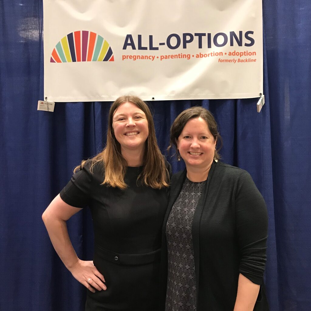 All-Options Executive Director Parker Dockray and Backline founder Grayson Dempsey at the 2018 National Abortion Federation Conference.